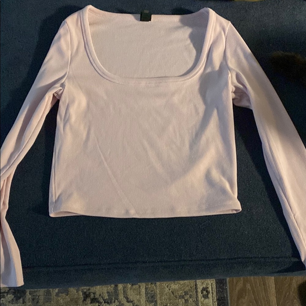 Wild Fable Pink Fitted long sleeve crop top